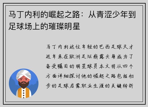 马丁内利的崛起之路：从青涩少年到足球场上的璀璨明星